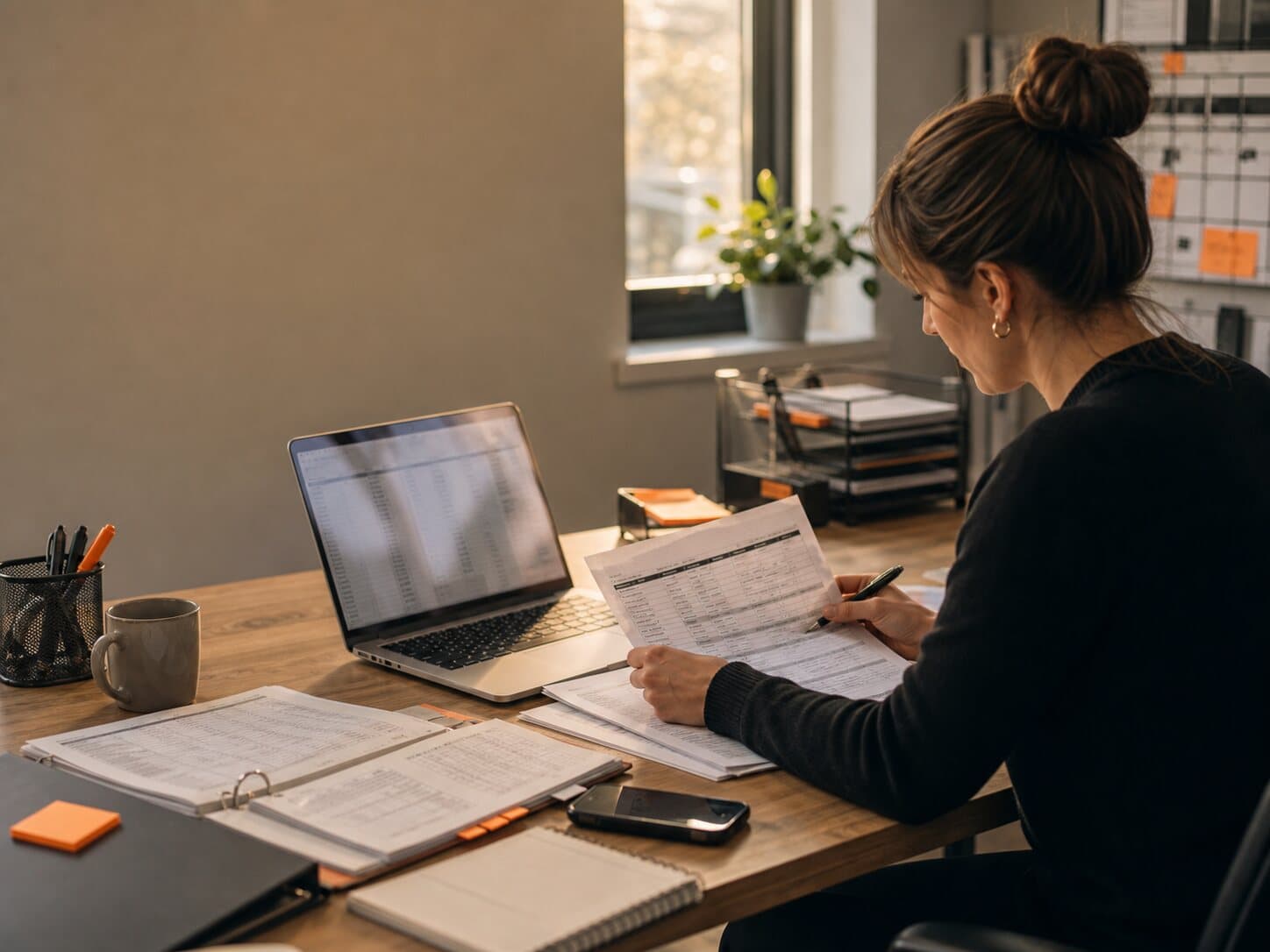 Recruitment operator reviewing approved timesheets and weekly invoice schedule